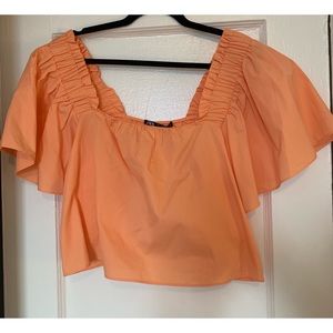 Zara orange off shoulder / puff sleeve top